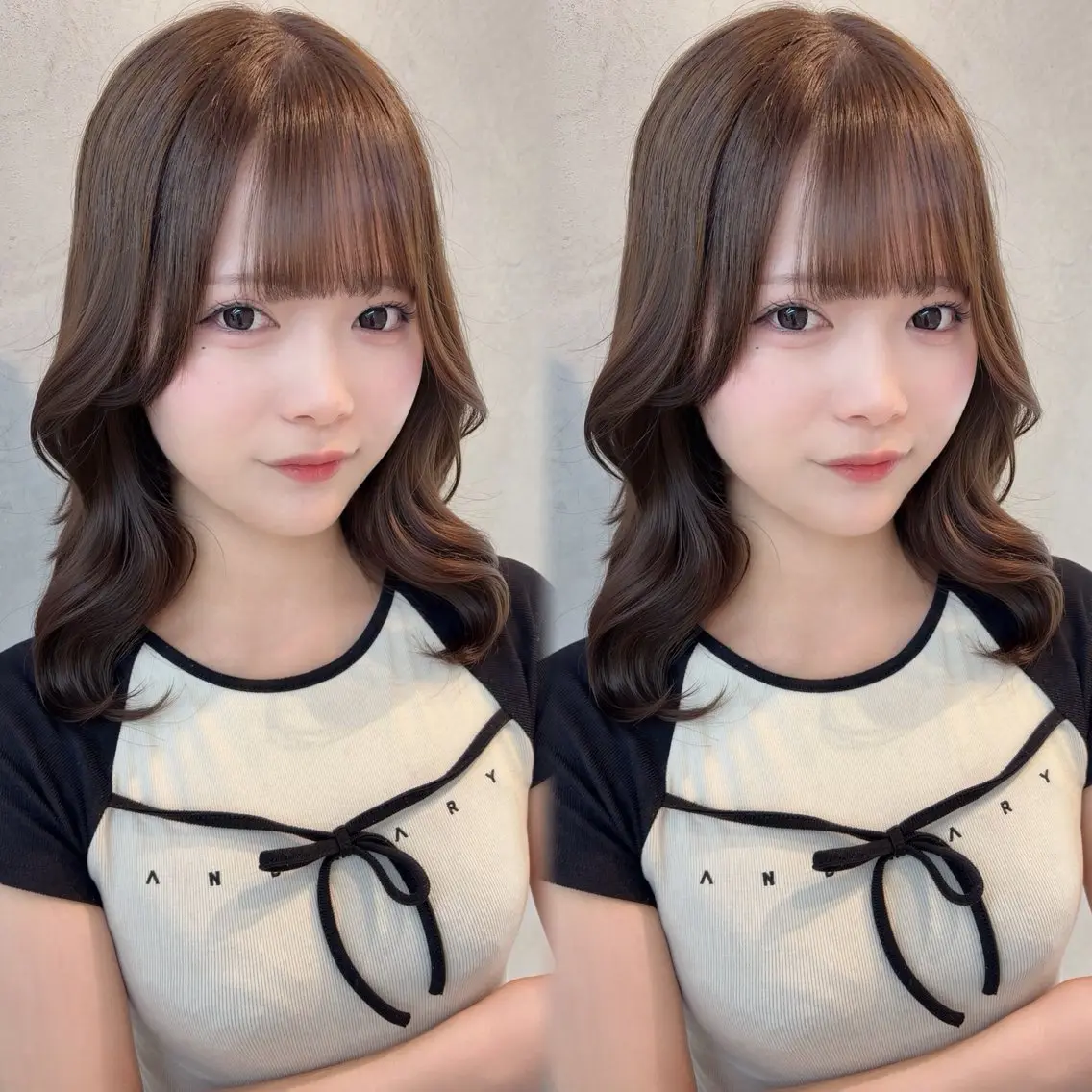 ミディアム カット ヘアカラー 🫧Ess 🎀chihinaのヘアスタイル