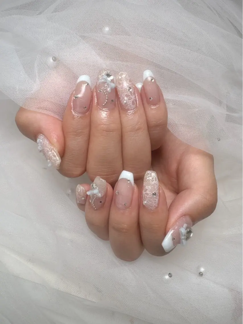ネイル フットネイル 水色 持ち込み 夏ネイル ハンドネイル Queeens nailのネイルデザイン