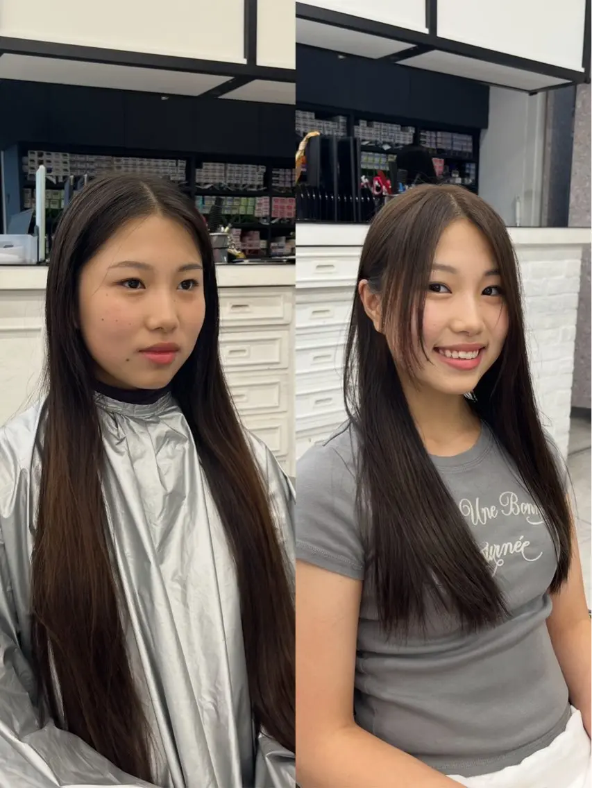 セミロング くびれヘア 顔周りカット 韓国風ヘア レイヤーカット シースルーバング カット ヘアカラー トリートメント ヘッドスパ ヘアセット 韓国ヘア×2way 🇰🇷和知拓郎のヘアスタイル