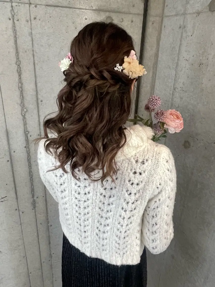 ヘアアレンジ ハーフアップ ヘアセット 美髪× ヘアセット✨Araiのヘアスタイル
