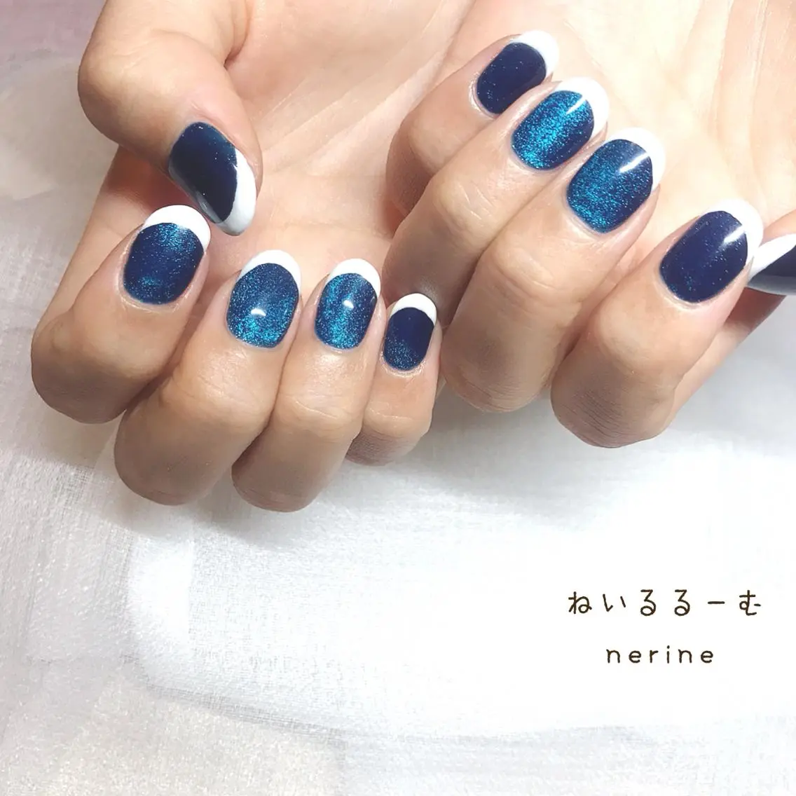 ネイル フレンチネイル マグネットネイル ホワイト NAILST Naomiのネイルデザイン