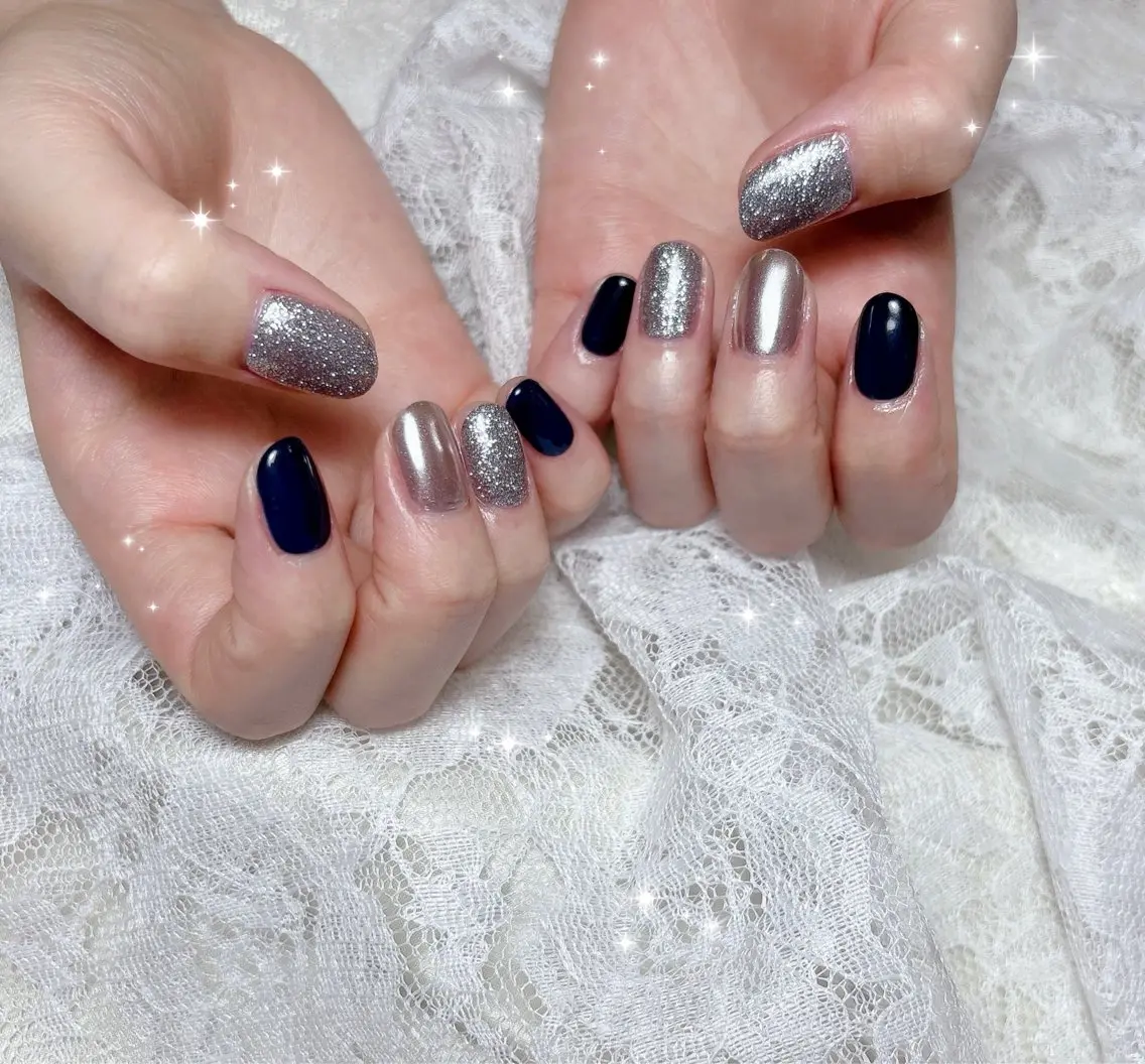 ネイル フラッシュネイル ミラーネイル ハンドネイル FLARE NAIL フレアネイルのネイルデザイン