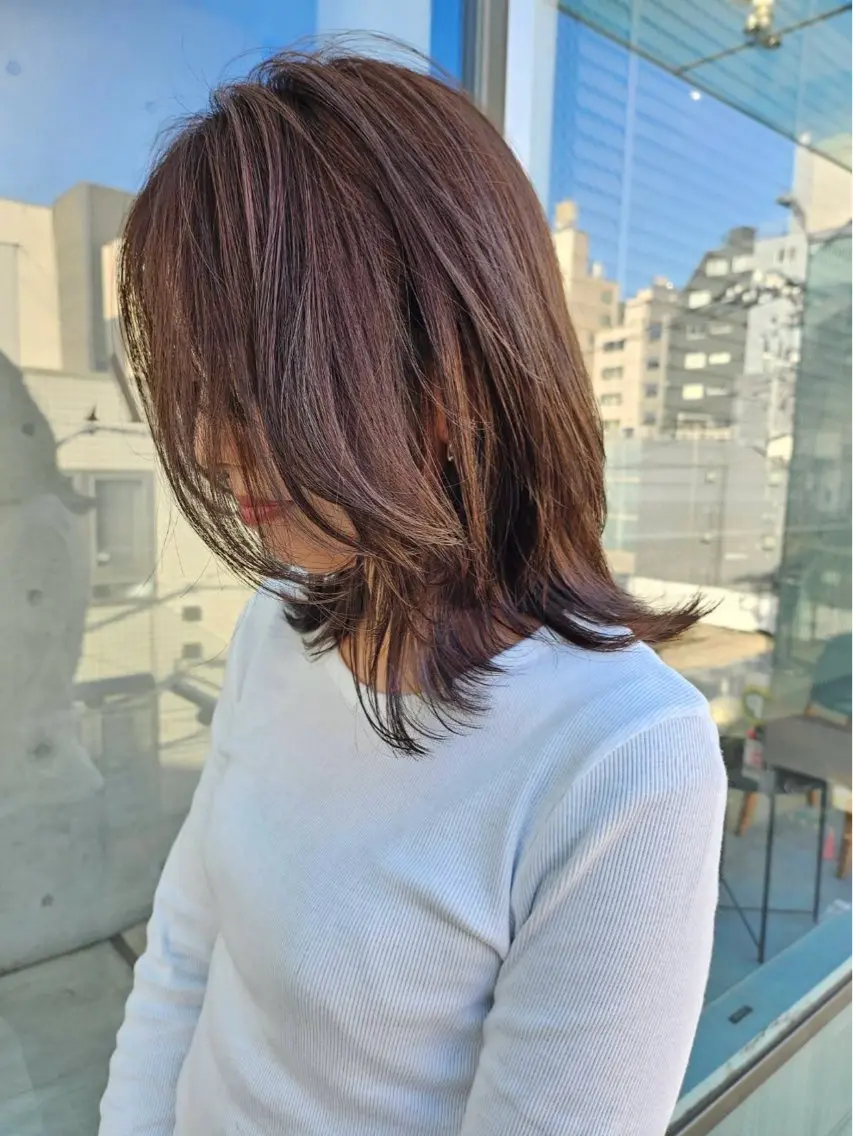 セミロング カラー カット ヘアカラー トリートメント 【銀座】艶髪/上品な カラー特化/涼/駅近のヘアスタイル