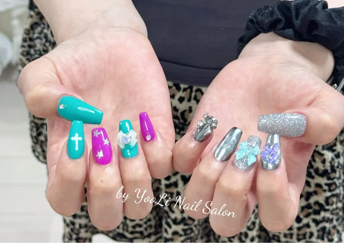 ネイル アートネイル オーロラネイル チークネイル フレンチネイル ガラスフレンチ 🎀🎀YooLi Nail Salonのネイルデザイン
