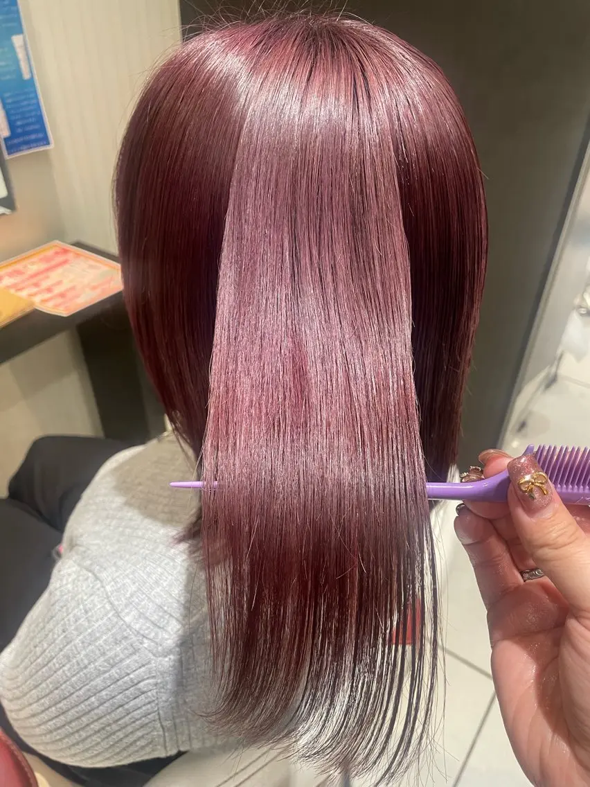 セミロング カラー ブリーチ ヘアカラー トリートメント 💞暖色カラー 💞risaのヘアスタイル