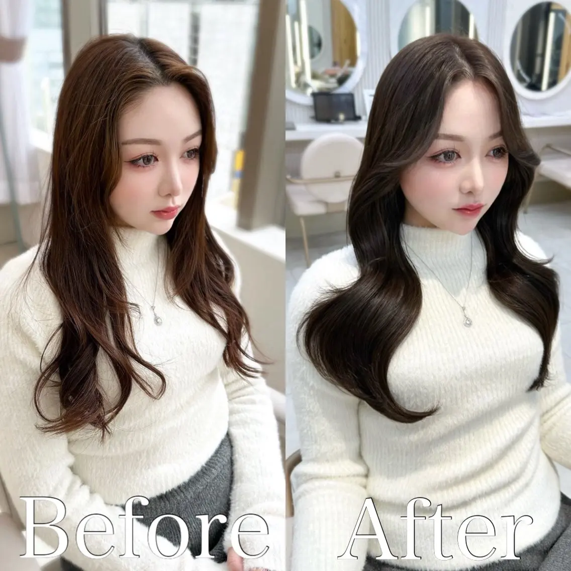 セミロング カラー カット ヘアカラー トリートメント 🇰🇷韓国風くびれ ヘア🇰🇷中村優大のヘアスタイル