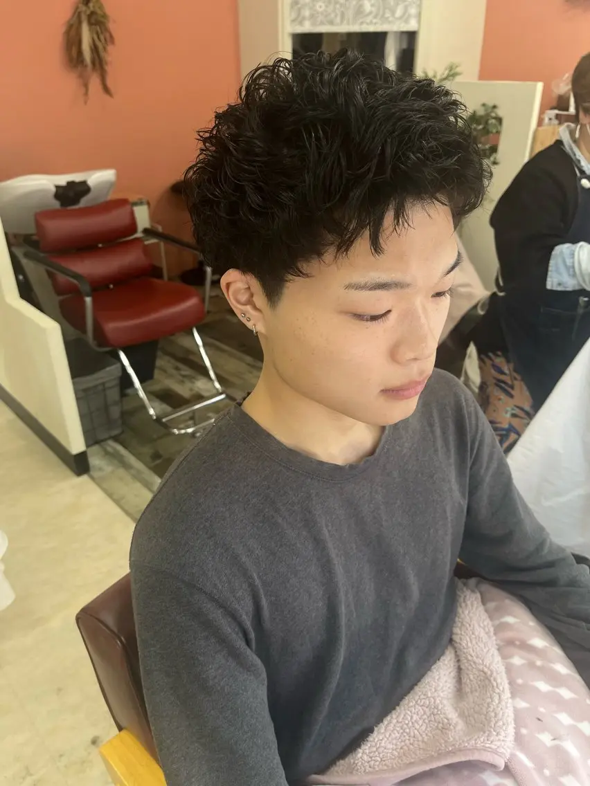 パーマ メンズ マッシュ メンズパーマ カット パーマ ノヤマ マナのヘアスタイル