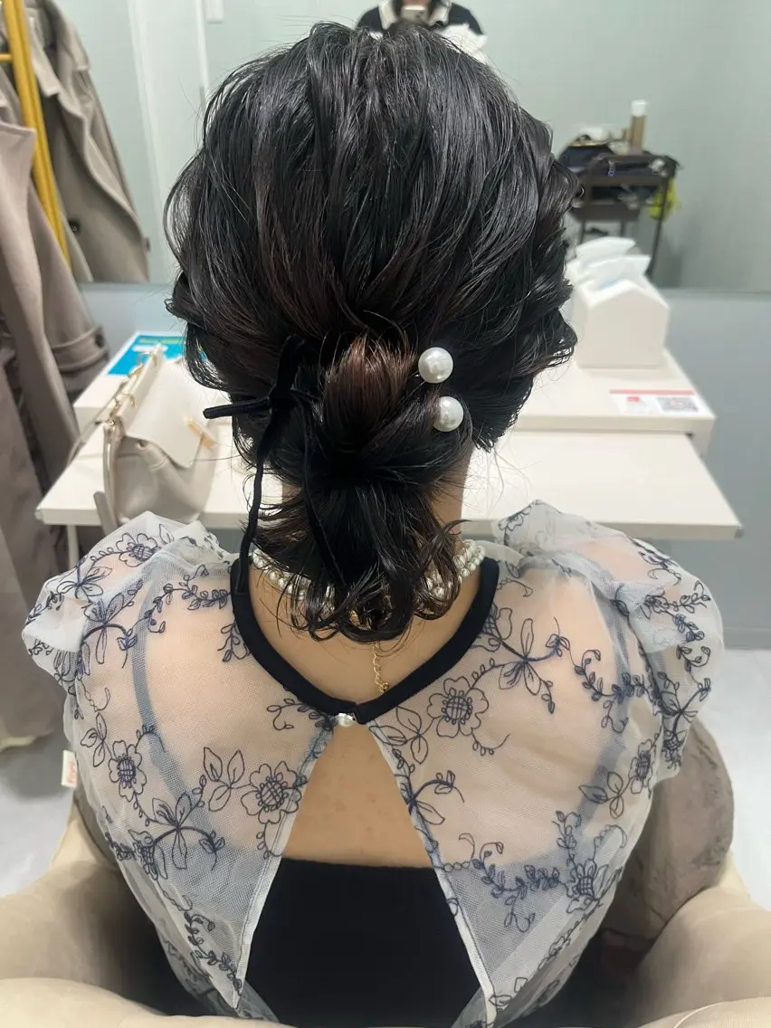 ミディアム ヘアアレンジ ヘアセット 藤原 珠花のヘアスタイル