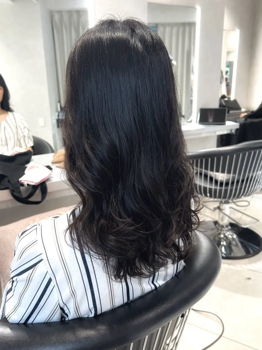 セミロング セミロングパーマ パーマ コテ巻き風パーマ💛 池袋のヘアスタイル