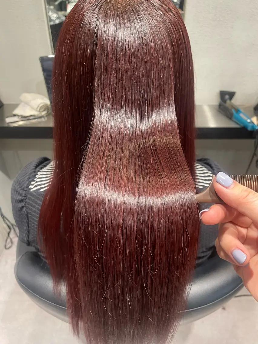 ミディアム カラー レッドカラー 🌈ウルトワ水素 髪質改善naru🌈のヘアスタイル