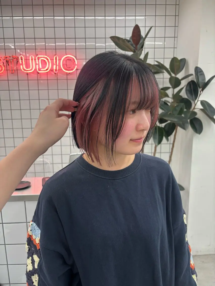 ミディアム カラー ヘアアレンジ カット ヘアカラー 夕羽夢🍓矢場/ JILLSTUDIOのヘアスタイル