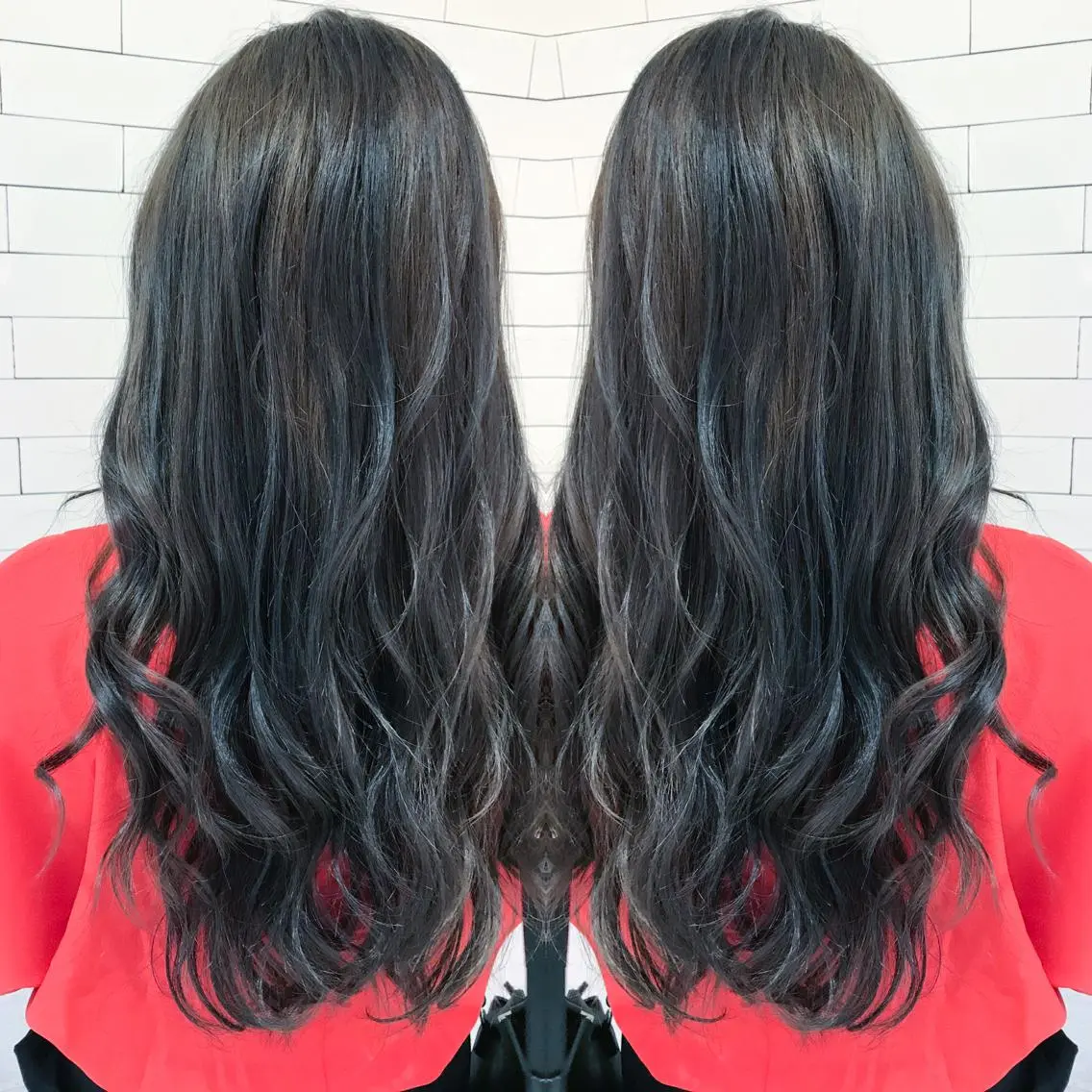 セミロング カラー ブルーカラー ブルーグレー 🧡ショートの達人 🧡SHOのヘアスタイル