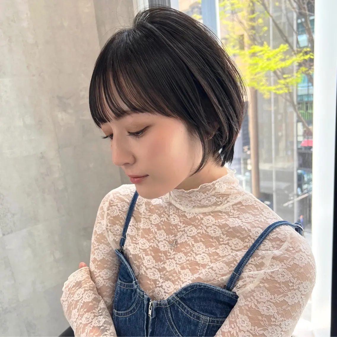 ショート ショートヘア カット ヘアカラー トリートメント レイヤー/韓国ボブ レイヤーボブ/住吉のヘアスタイル