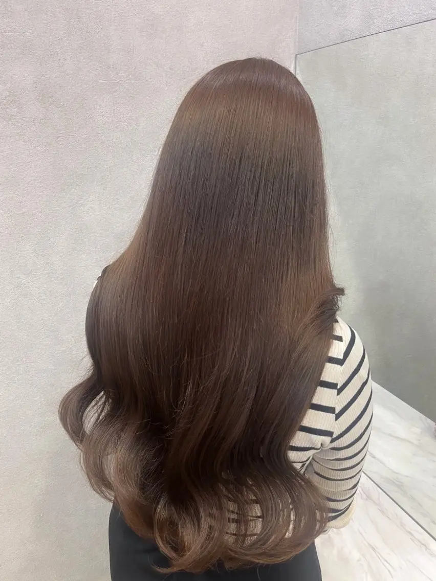 ロング カット ヘアカラー 縮毛矯正 トリートメント 韓国🎀レイヤー/艶 髪/縮毛矯正/ユリナのヘアスタイル