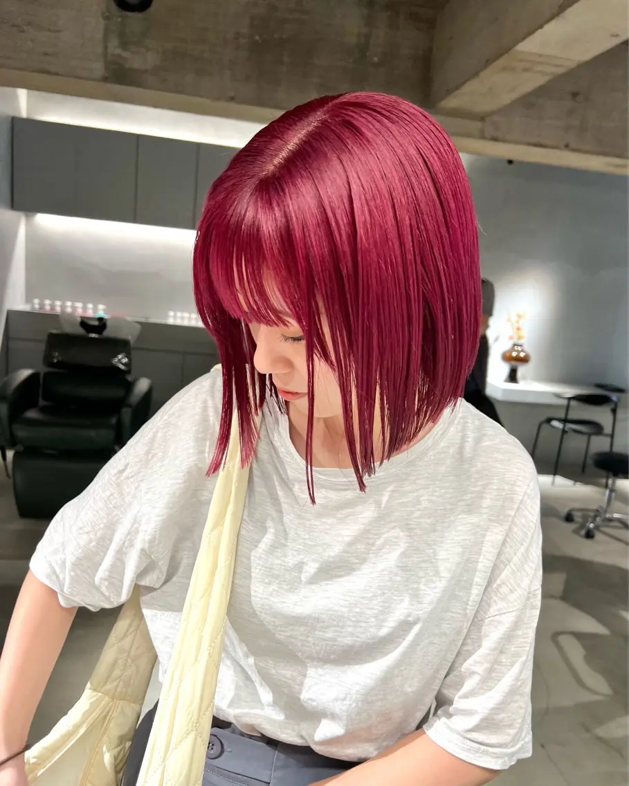 ミディアム カラー カット ヘアカラー トリートメント 宮川 日菜子のヘアスタイル