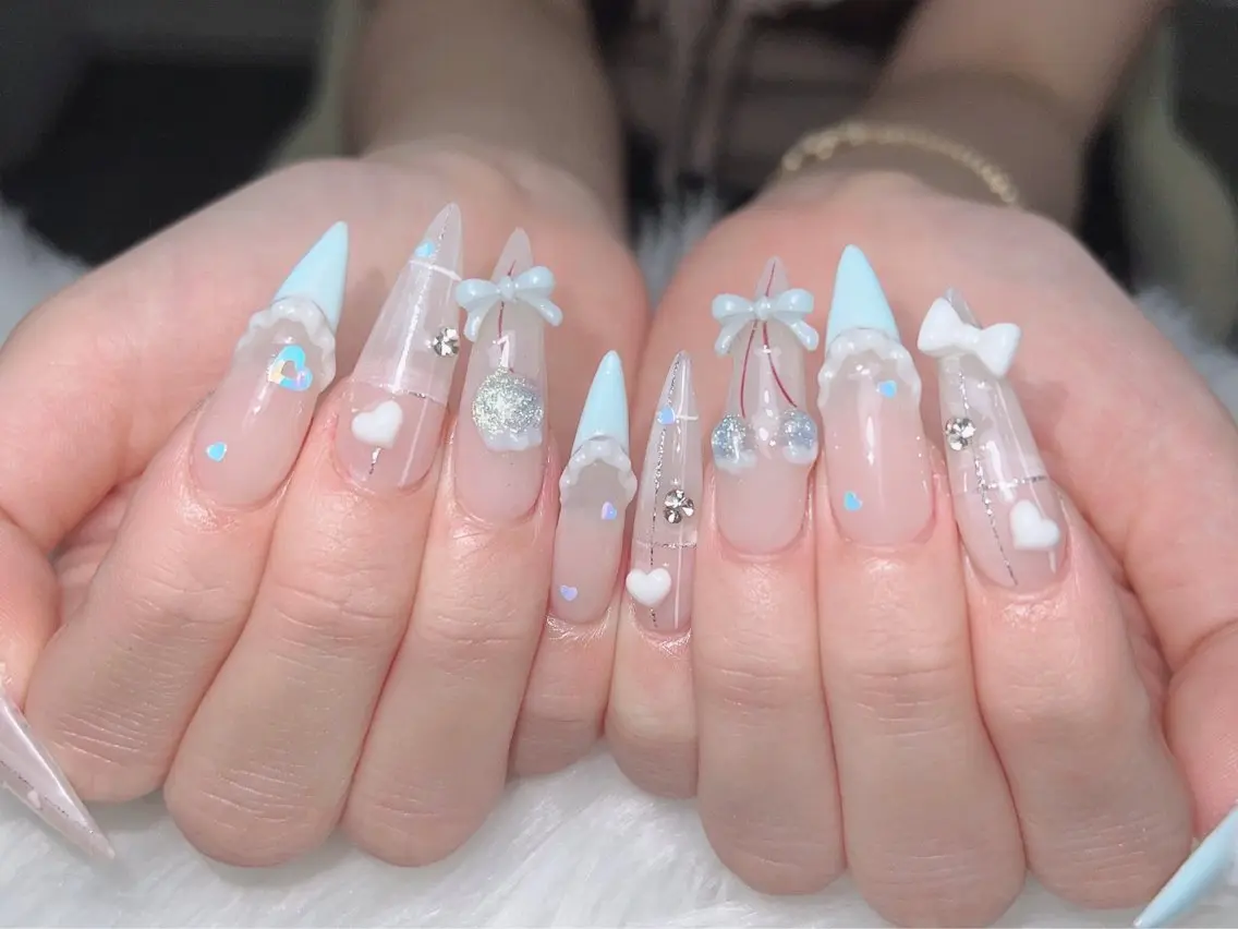 ネイル オーロラネイル ボルドー ブラウン 氷ネイル・うるうるネイル キラキラネイル ハンドネイル Sora  Nail 長さ出し専門店のネイルデザイン