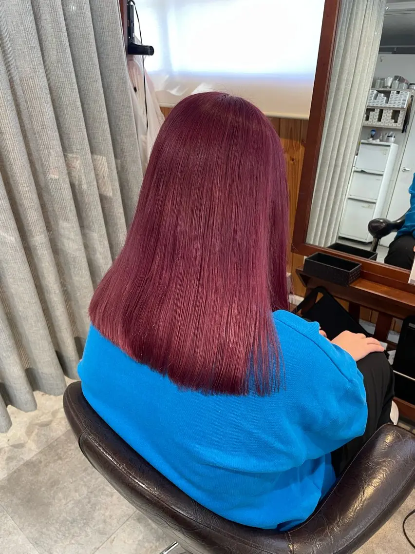 セミロング カラー ブリーチ ピンクカラー 髪質改善/Bloss om🌷高橋沙衣のヘアスタイル