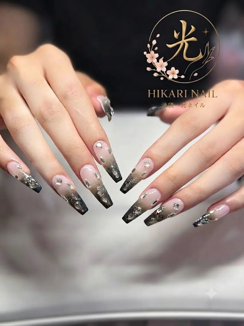 ネイル チークネイル 長さ出し フレンチネイル ガーリー ハロウィン ハンドネイル HikariNail Ikebukuroのネイルデザイン