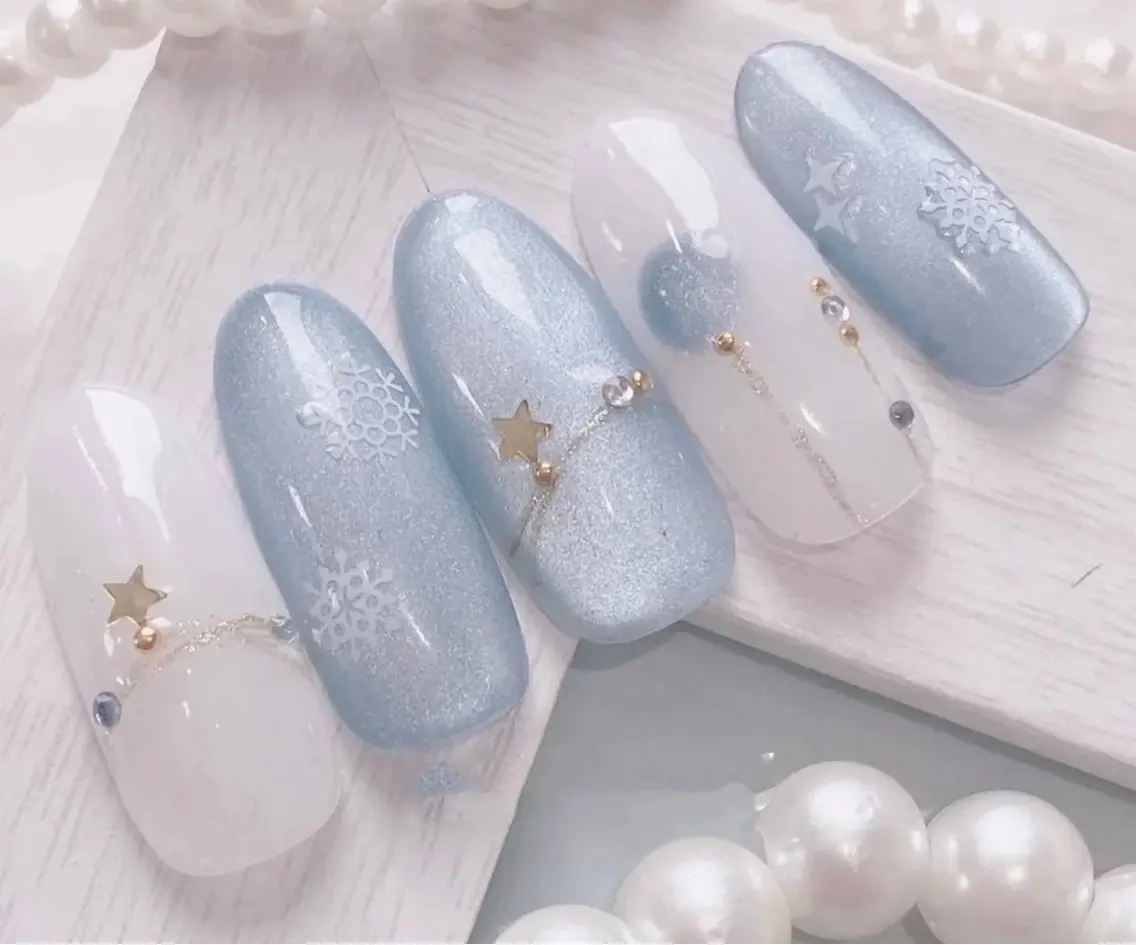 ネイル ハンドネイル ハンドケア H3 Nail Tsuki🦋💙のネイルデザイン