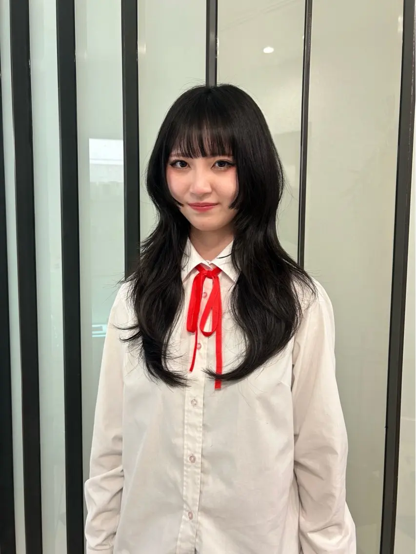 ロング ハッシュカット 姫カット レイヤーカット ウルフカット ウルフレイヤー カット トリートメント 大谷美佳/レイヤー カット/ツヤ髪のヘアスタイル
