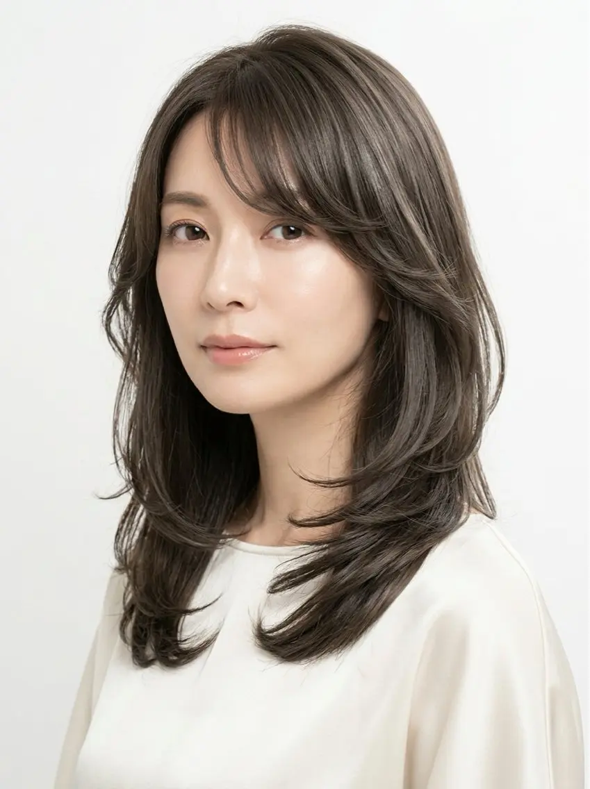 セミロング カット ヘアカラー トリートメント ALLY 原宿のヘアスタイル
