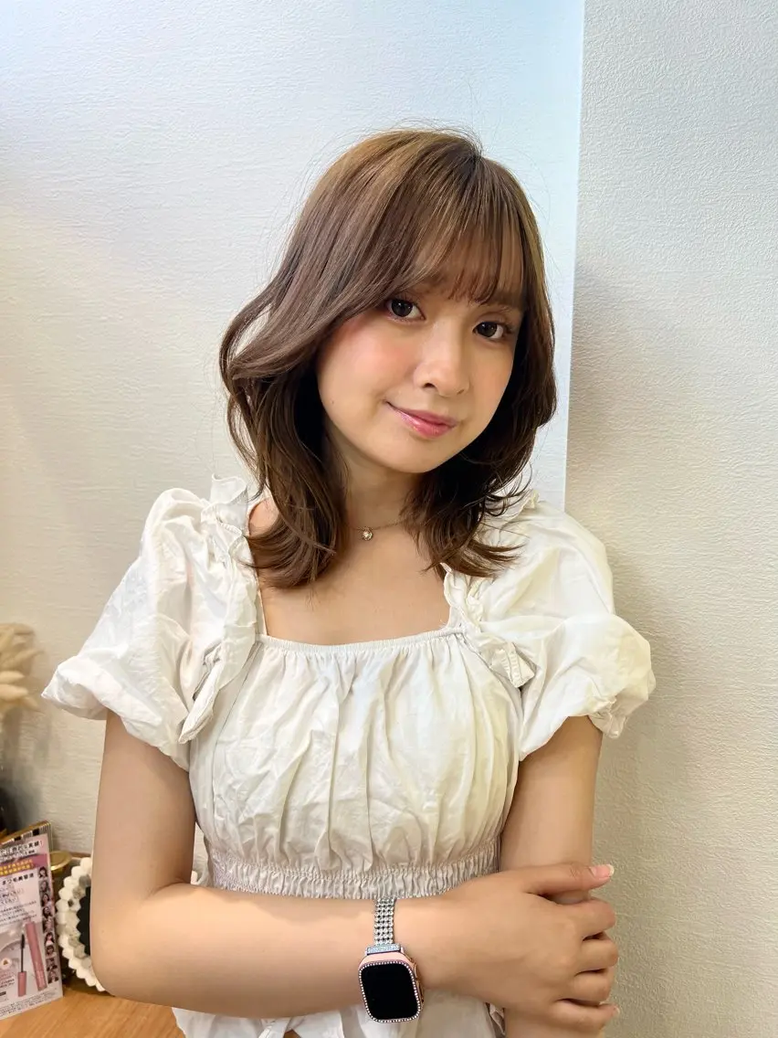 ミディアム ミディアムレイヤー レイヤーカット カット ヘアカラー トリートメント 🤍レイヤー/ 縮毛矯正🖤菊池瑛士のヘアスタイル
