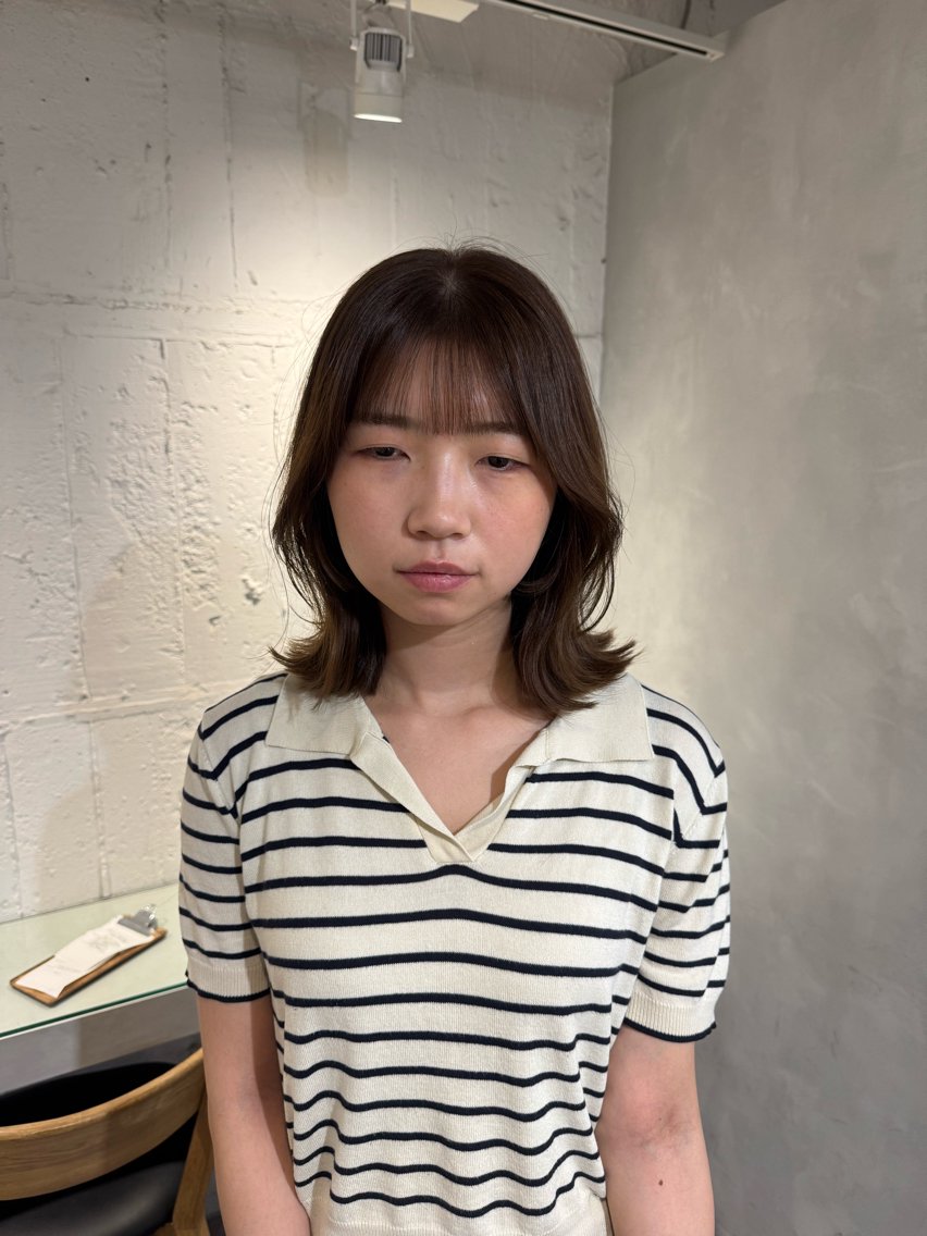 セミロング カット ヘアカラー トリートメント 100%可愛い顔周り 💓レイヤー/しずくのヘアスタイル