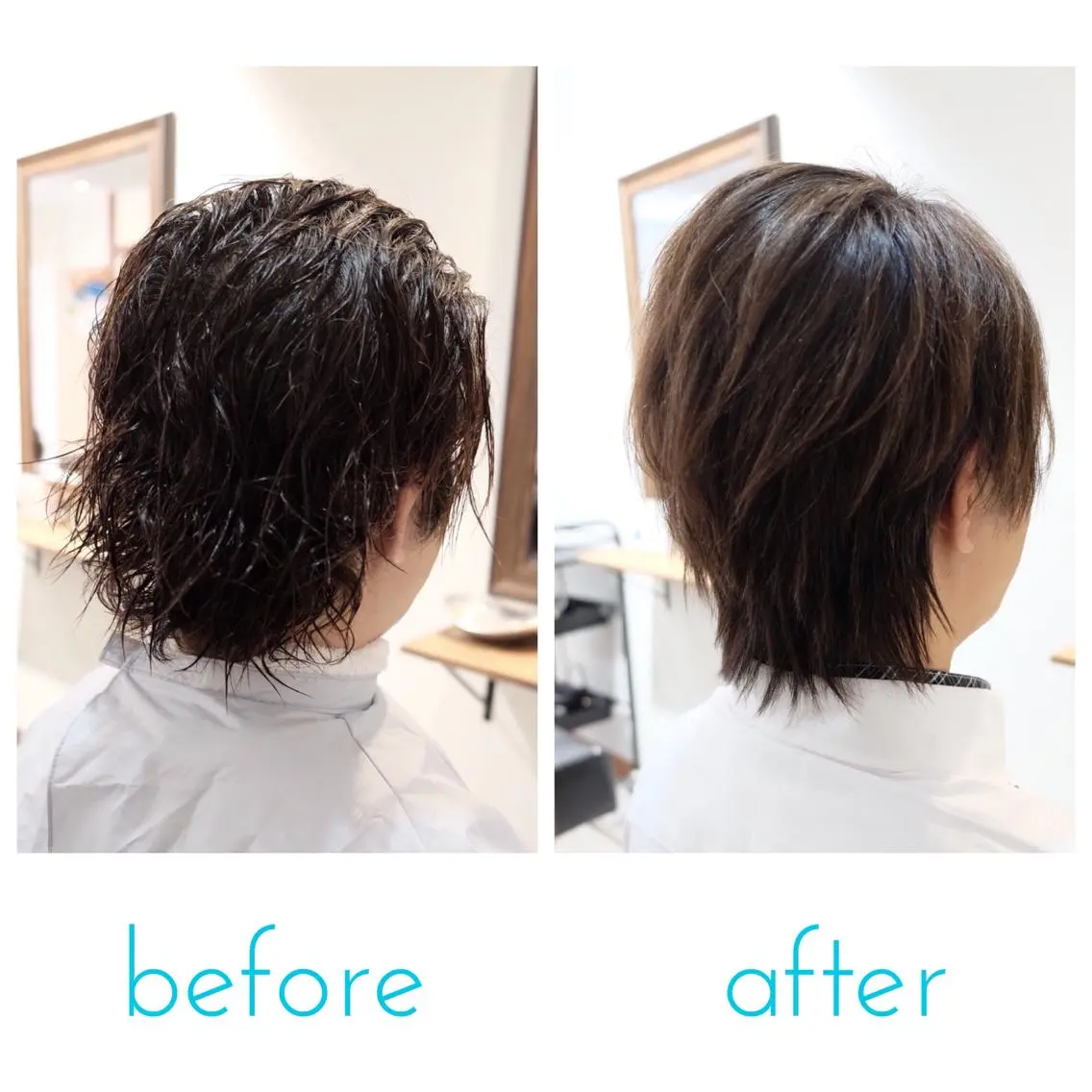 ショート パーマ メンズ 髪質改善 ショートヘア 縮毛矯正 トリートメント 桑名 淳のヘアスタイル