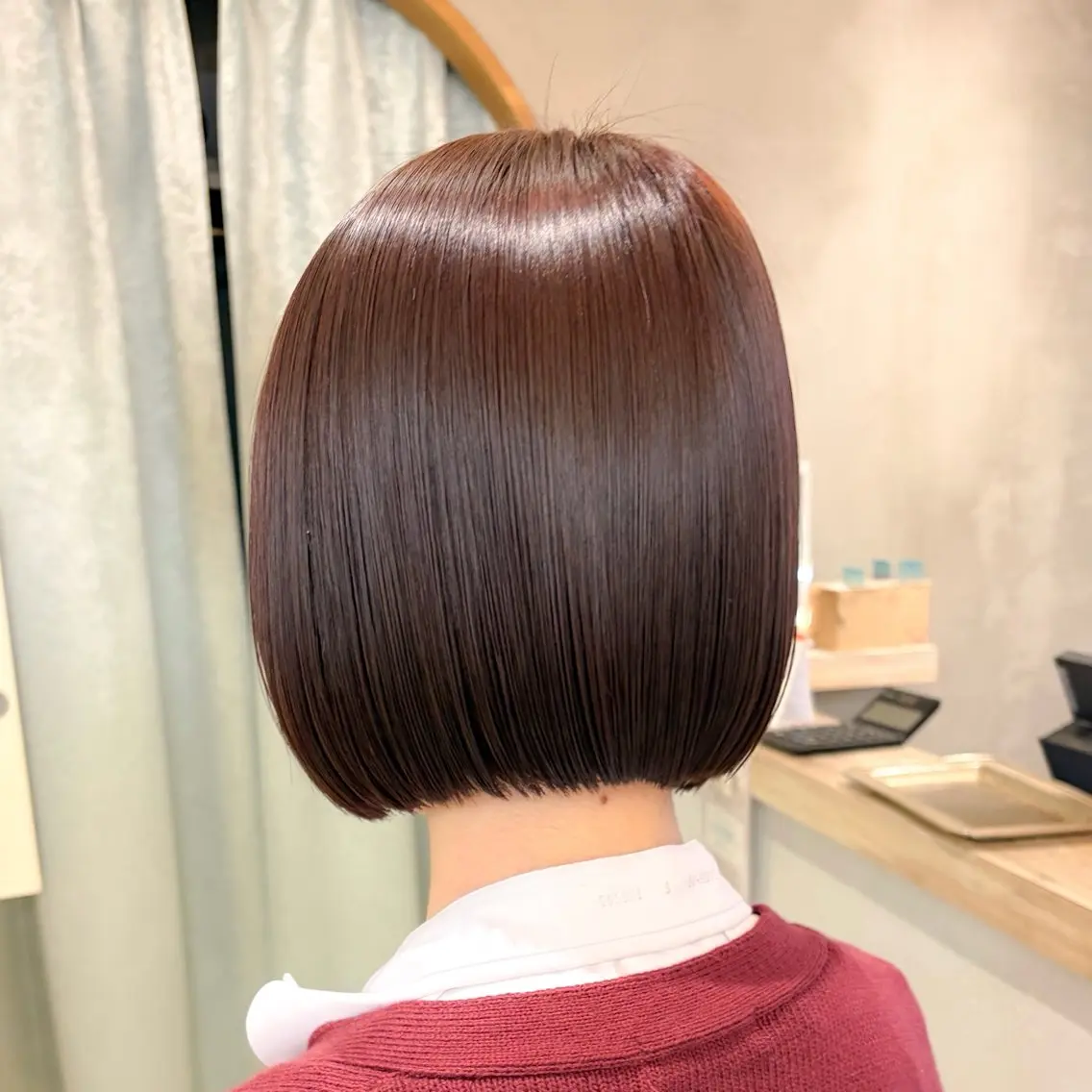 ミディアム カラー 縮毛矯正 カット 縮毛矯正 トリートメント ♥️ボブ縮毛矯正/暖 色/minami♥️のヘアスタイル