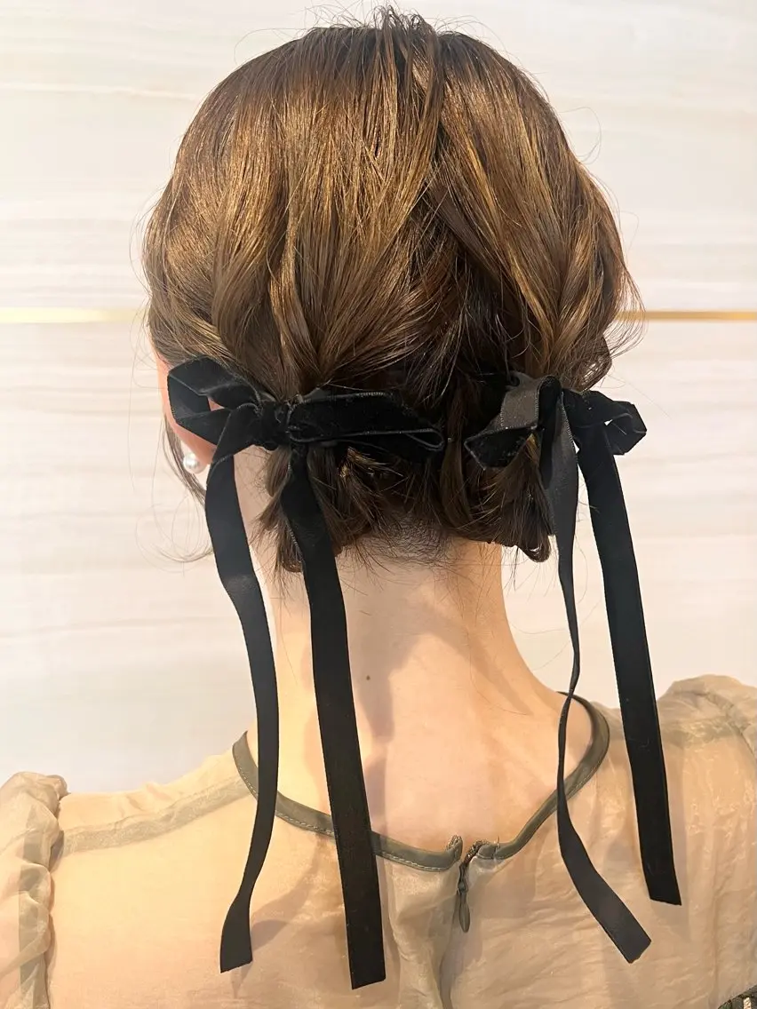 🫧🐰クリエイティブヘアセット🐰🫧《🥀カチモリ🎀リボン👯♂️ツイン🍡お団子🪽編み込み》の写真