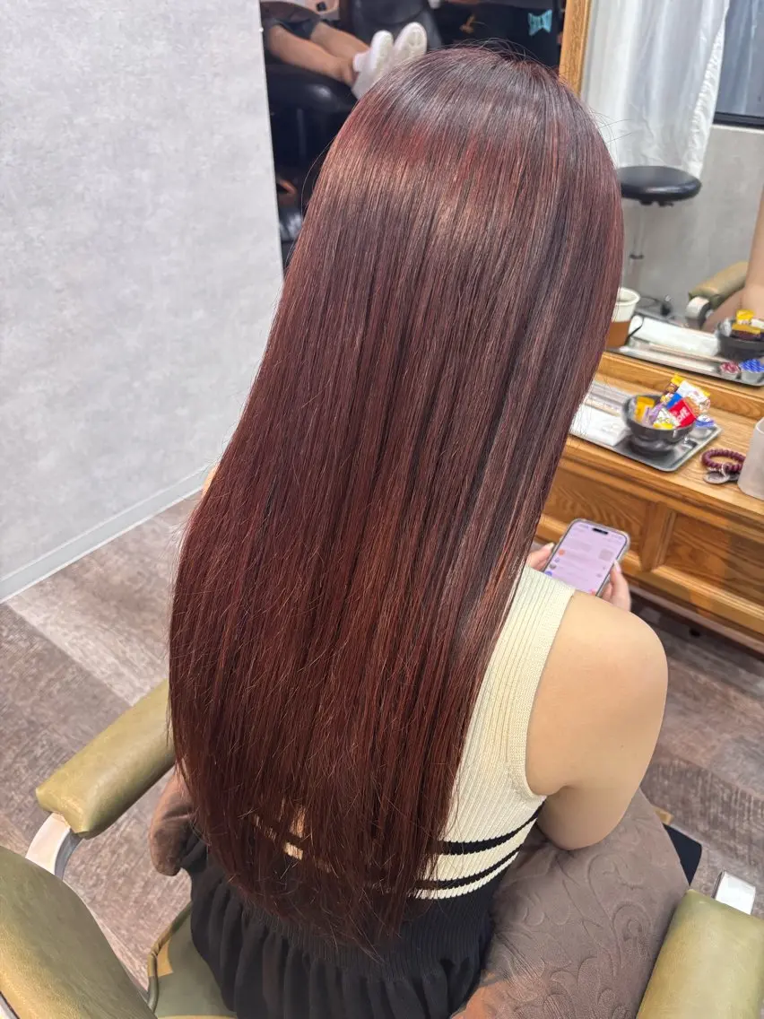 ロング カラー ブラウンカラー ピンクカラー ピンクブラウン 🦋 たから 🦋のヘアスタイル