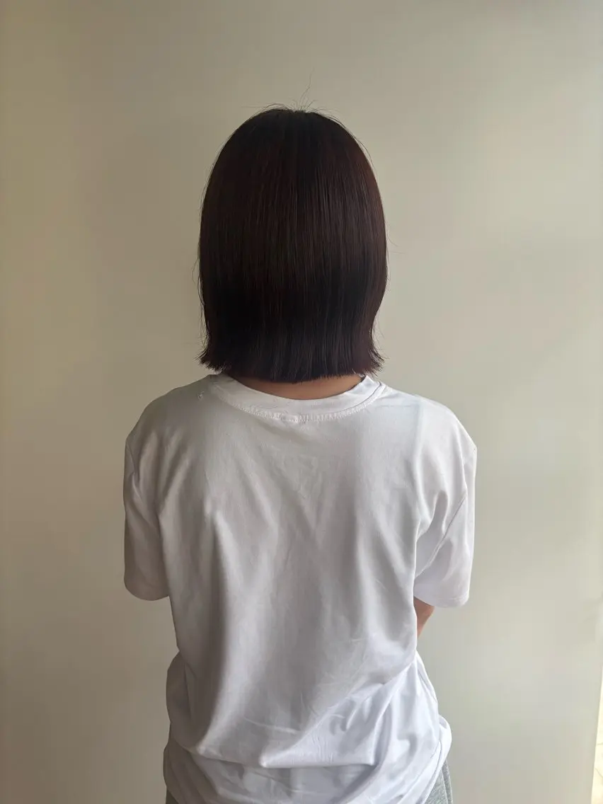 ミディアム ボブ 髪質改善 韓国風ヘア カット 縮毛矯正 よしなり あみのヘアスタイル
