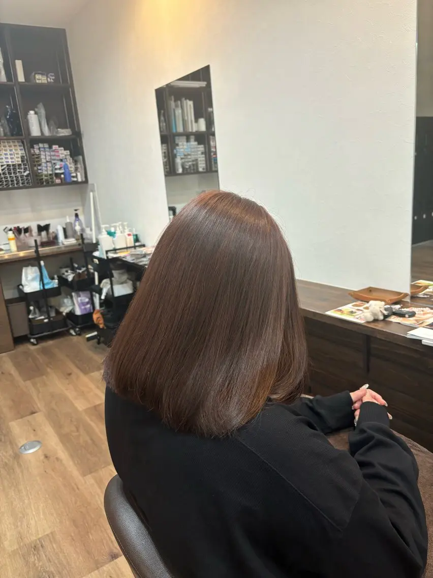 ミディアム カラー ブラウンカラー ピンクカラー ピンクブラウン BELSTA 遠藤亜実のヘアスタイル