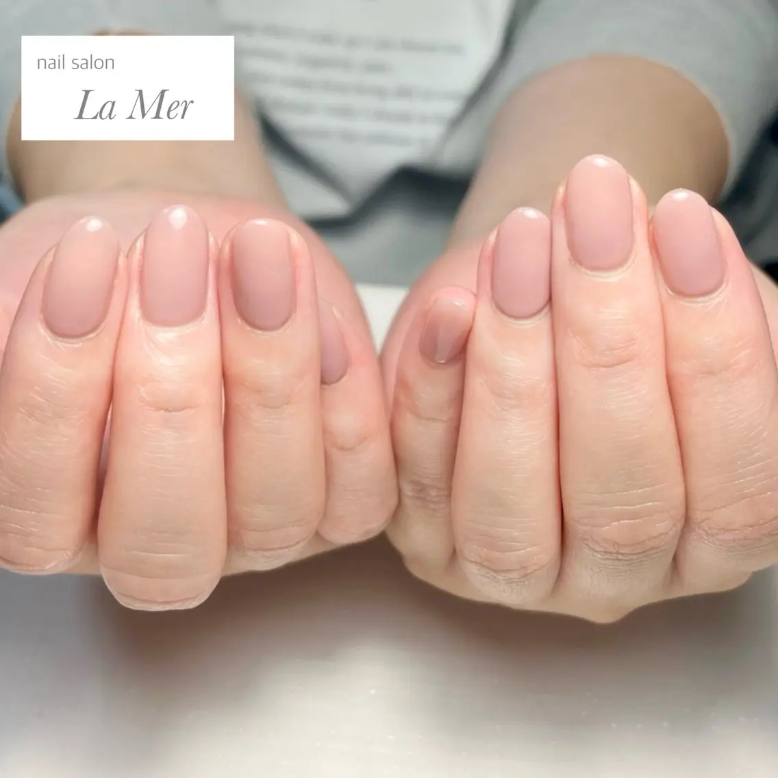 ネイル ジェルネイル オフィスネイル ワンカラーネイル ピンク ピンクベージュ ハンドネイル nailsalon La Merのネイルデザイン