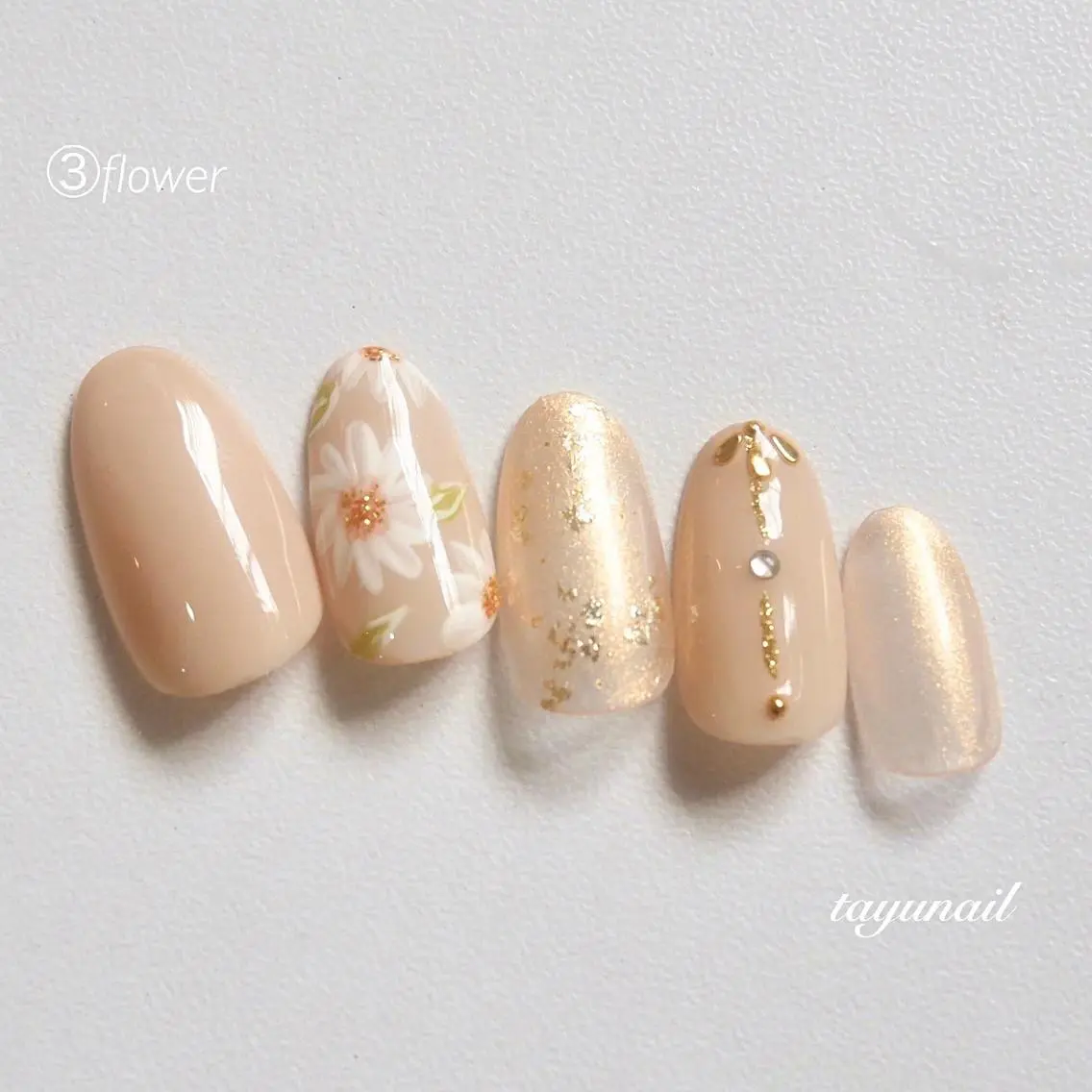 ネイル アートネイル ブルー フラワーネイル フットネイル ジェルネイル ネイルサロン 【たゆnail】のネイルデザイン