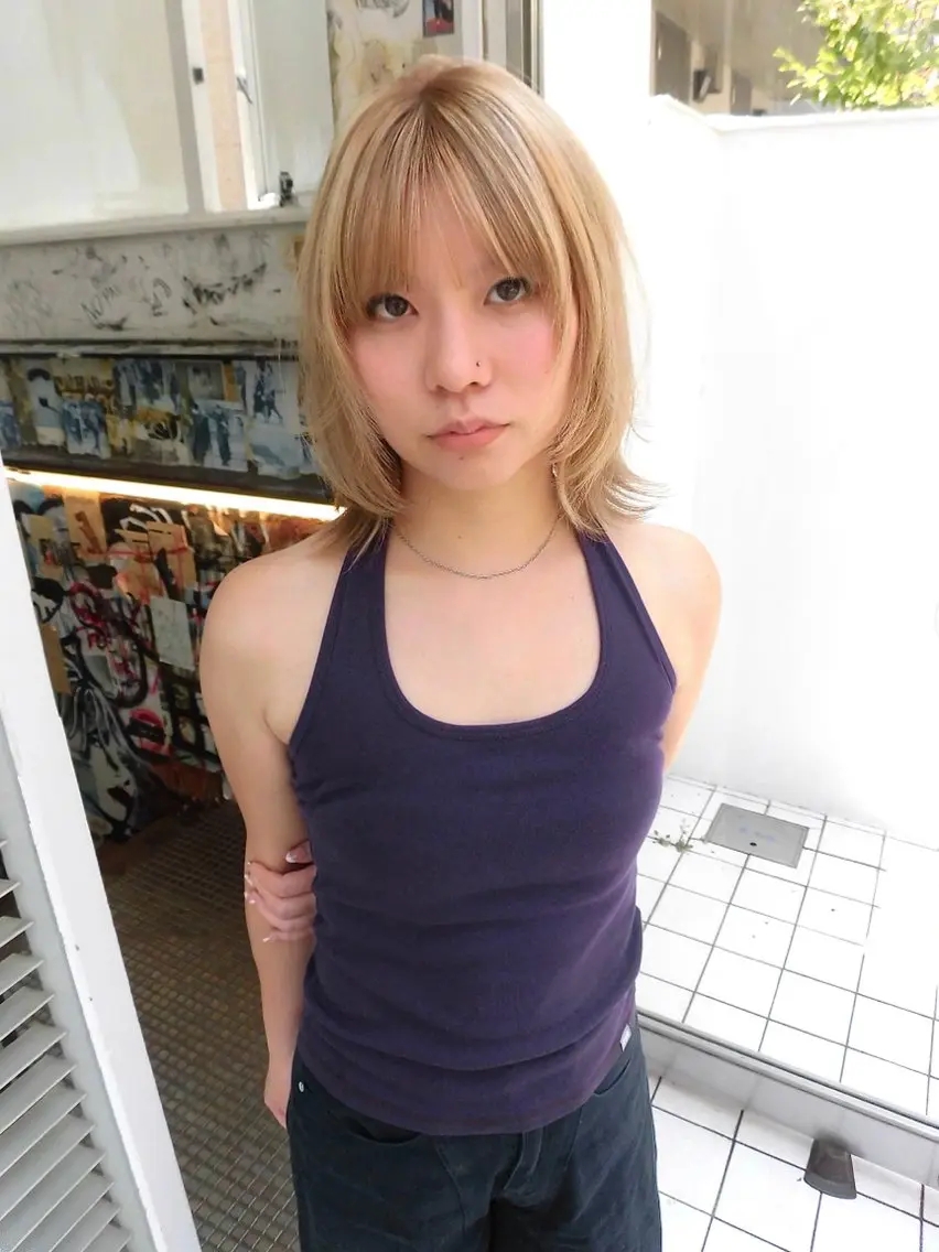 ショート カラー ブリーチ デザインカラー ハイライトカラー ハイライト ヘアカラー 工藤 姫和のヘアスタイル