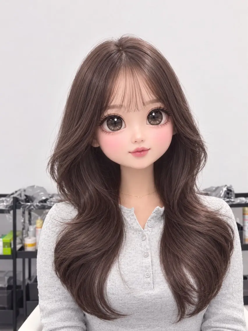 ロング カラー 透明感カラー 顔まわりレイヤー 顔周りカット ハッシュカット 髪質改善 カット ヘアカラー トリートメント 韓国ガーリーヘア🎀 Sayaka🤍のヘアスタイル