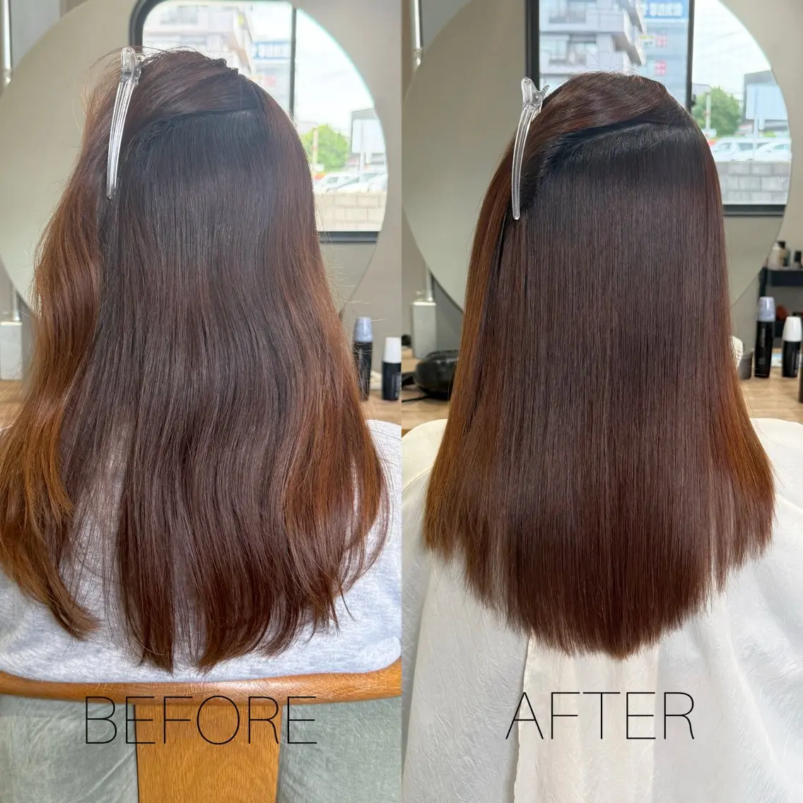 セミロング パーマ 髪質改善 トリートメント ストレートパーマ 野間 祐哉のヘアスタイル
