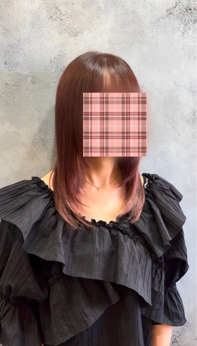 ミディアム ピンクブラウン レイヤーカット カット ヘアカラー éme.山口平井店 /yu-kiのヘアスタイル