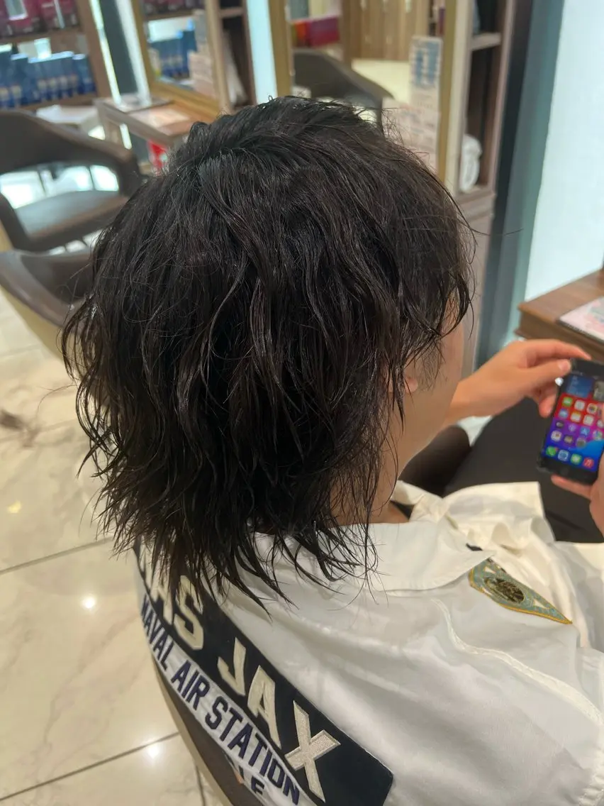 ロング パーマ メンズ カット パーマ 🖤Ash川越店🖤 井上 諒哉のヘアスタイル