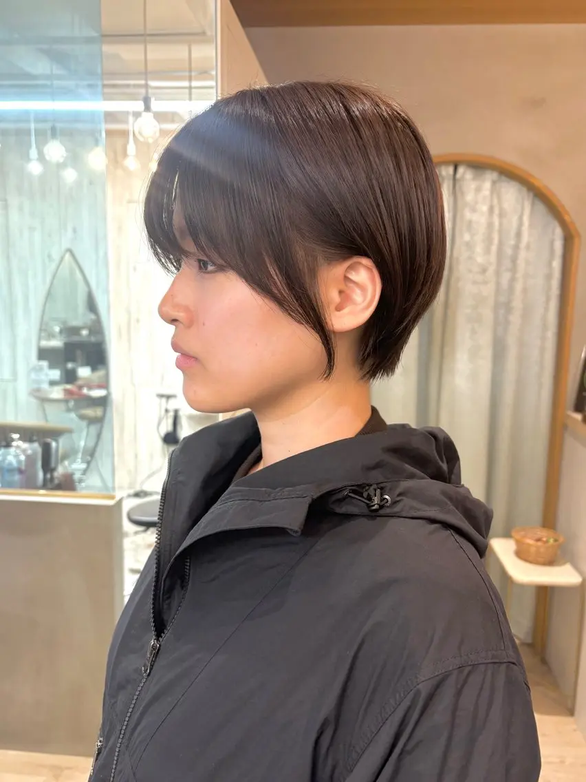 ショート カット ヘアカラー トリートメント オリーブベージュ/ボ ブ縮毛矯正たまき🧡のヘアスタイル