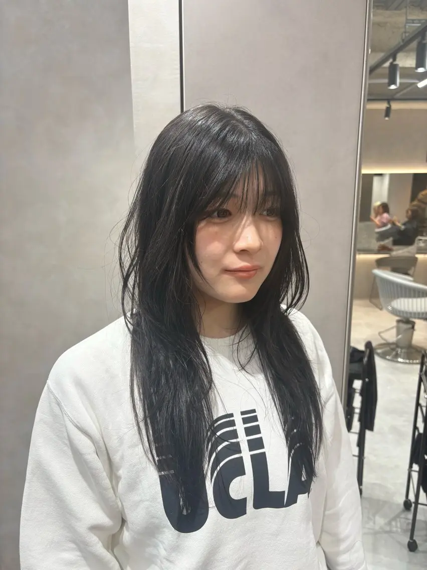 ロング ハッシュカット ハイレイヤー 韓国風ヘア レイヤーカット カット Yuta✂︎ 韓国レイヤー🪽のヘアスタイル