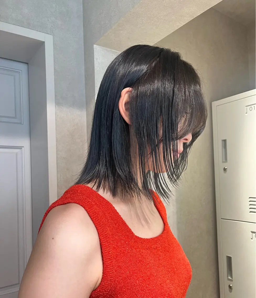 ミディアム カラー 黒髪 透明感カラー ヘアカラー レイヤー/艶カラー/ KIHO🥥︎のヘアスタイル