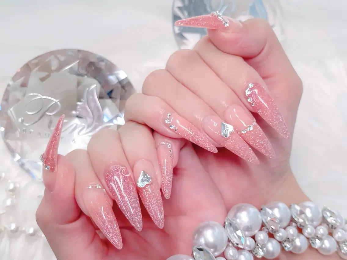 メンズ ネイル ブルー ジェルネイル ガーリー グラデーション グリーン ハンドネイル Rin Nail 新大久保店のネイルデザイン