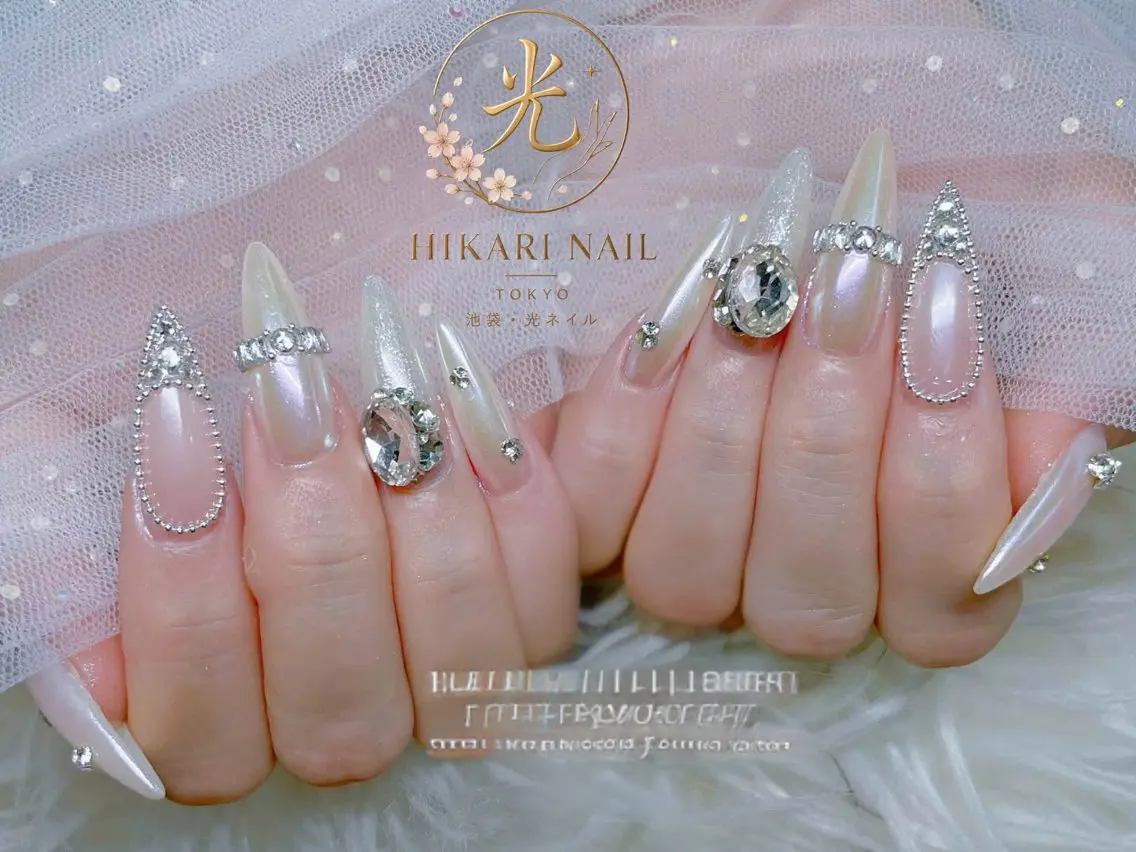 ネイル チークネイル 長さ出し フレンチネイル ガーリー ハロウィン ハンドネイル HikariNail Ikebukuroのネイルデザイン