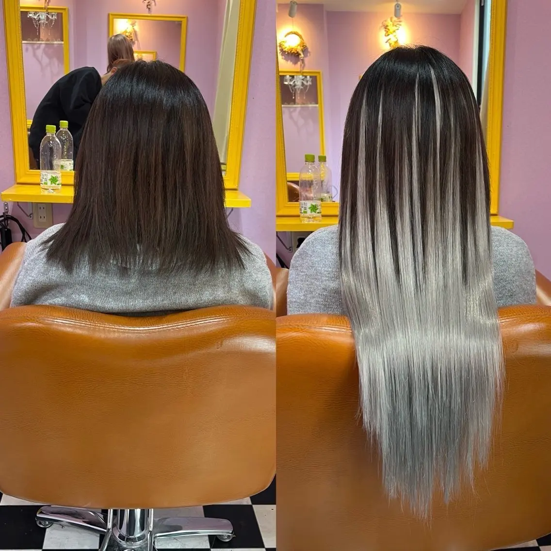 ロング カラー＋ちび編み込み エクステ梅田🐨のヘアスタイル