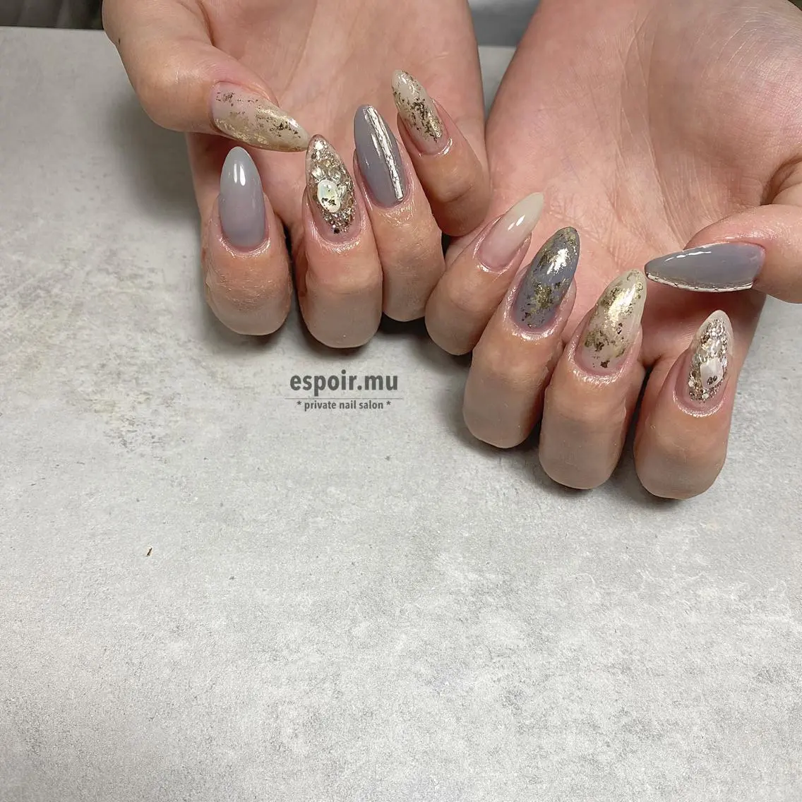 ロング ネイル espoir. muのネイルデザイン