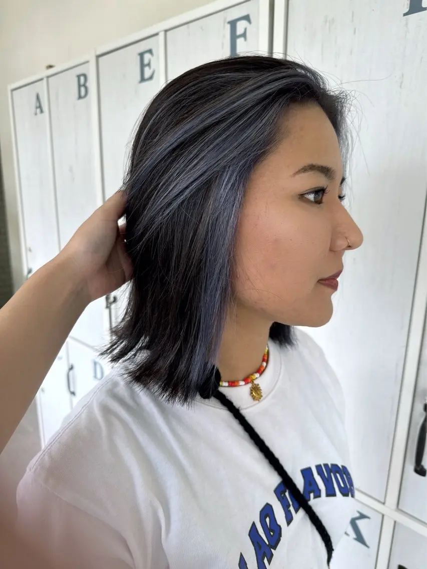 ロング カラー ミストバング  フェイスフレーミング 比嘉 音々のヘアスタイル
