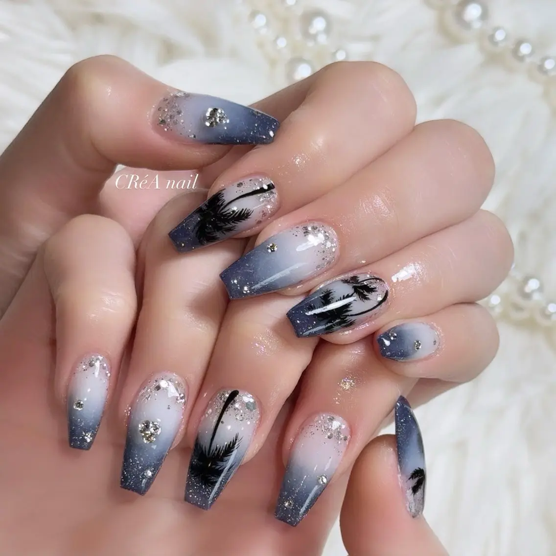 ネイル アートネイル ロングネイル スカルプネイル 夏ネイル ハンドネイル CReA nailのネイルデザイン