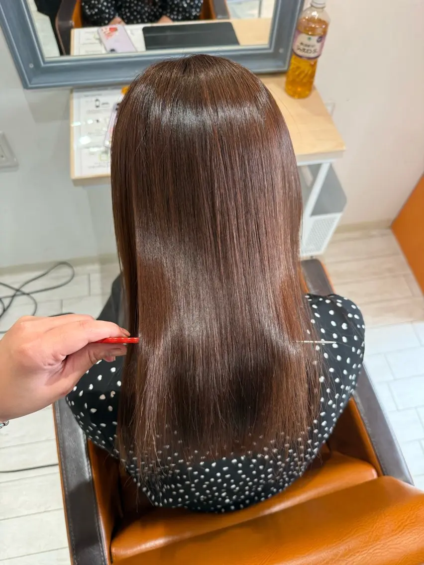 セミロング カット ヘアカラー トリートメント 🍊髪質改善🍊縮毛 矯正🍊濱野紗奈🍊のヘアスタイル